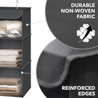 Simple Houseware 3-Shelf Hanging Closet Organizer, Fabric Storage Shelves with 57L Capacity, Dark Gray - color: Dark Grey