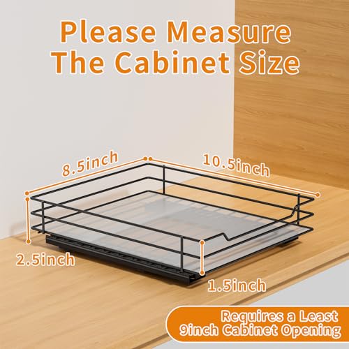 RCHYFEED Pull Out Spice Rack Organizer for Cabinet,Slide out Spice Organizer for Inside Cabinets,Heavy Duty Spice Organization for Kitchen and Pantry,Seasoning,Sauces(1-Tier,8.5" Wx10.5 Dx2.5 H) - size: 1 Tier-8.5''Wx10.5''Dx2.5''H
