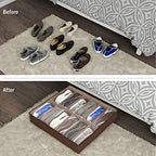 Everyday Home Under Bed Storage Shoe Organizer Bag with Clear Plastic Zippered Cover, Stores 12 Pairs of Shoes (Brown) (Pack of 2) - size: 2 pack
