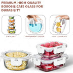 Razab 30 PC Glass Food Storage Containers with Lids - Reusable Glass Meal Prep Containers for Lunch and Leftovers - Airtight & Leakproof Snap Locking Lids - Oven, Freezer, Microwave, Dishwasher Safe - color: White