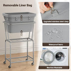 ELYKEN Rolling Laundry Hamper with Wheels, Laundry Cart with Removable Bag, Heavy Duty Metal Frame, 2-Tier Clothes Basket Hamper with Shelf for Closet, Bedroom, Bathroom, Laundry Room, Gray - color: Gray, size: 20.3"l X 15.9"w X 30.9"h
