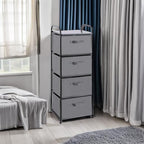 MAX Houser 4 Drawer Fabric Dresser Tall Storage Tower, Dresser Chest with Wood Top, Vertical Nightstand Side Organizer Unit with Metal Frame for Closets Bedroom Nursery Room Hallway(Leaden) - color: Grey3