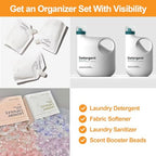 FEXIA 3+2 Pack Laundry Pods Containers and Dryer Sheet Holder with Laundry Detergent Dispenser Laundry Room Organization Storage Containers with Lids and Labels for Scent Booster,Powder,Pods