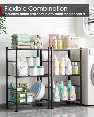 Sakugi Storage Shelves - 3 Tier Shelf Organizer, Sturdy Metal Garage Shelving with Adjustable Leveling Feet, Space-Saving Shelves Organizer for Pantry, Laundry, Kitchen (18" x 12" x 30", Black) - color: Black, size: 18.0W x 12.0D x 30.0H (3T)