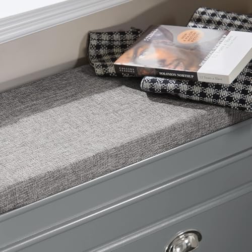 Haotian Grey Hallway Shoe Bench, Narrow Shoe Rack with Adjustable Shelf, Small Shoe Cabinet with 1 Flip-Drawer and Seat Cushion, FSR82-K-HG - color: Grey, size: 1 Drawer:24x9.4x20"