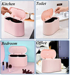 LTWQLing Mini Trash Can with Lid - Removable Small Garbage Can, Tiny Plastic Trash Bin, Pop Up Countertop Wastebasket, Counter Garbage Lint Bin for Bathroom,Office,Kitchen,Desk,Coffee Table(Pink) - color: Pink