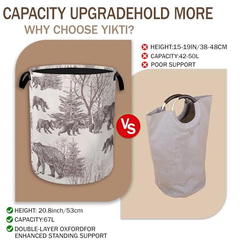 Forest Bear Laundry Hamper,Vintage Animal Clothes Hamper for Laundry,Waterproof Oxford Toy Storage Collapsible Hampers for Bedroom, Dorm Room,Bathroom,16x20 Inch - color: Forest Bear