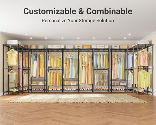 VIPEK V40 Plus Large Clothes Rack, 1300lbs Capacity Sturdy Metal Garment Rack, Clothing Rack with 6 Shelves & 4 Hang Rods, Adjustable Open Wardrobe Closet Organizer for Bedroom/Apartment/Retail, Black - color: Black, size: V40 Plus