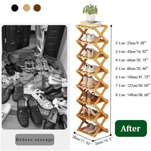 Shoe Rack - Foldable Vertical Shoe Rack for Entryway,Durable and Easy to Assemble,Applicable to Home Entrance, Closet and Bedroom (Nature-6 Layers) - color: Nature-6 Layers