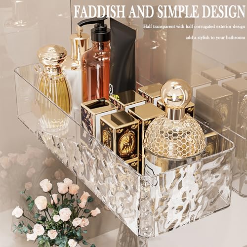 Lae Nuvole Wall Mounted Bathroom Caddy Organizer, Adhesive Shower Shelf for Inside Shower Caddy Plastic Bathroom Organizers and Storage for Wall, Makeup, Bath, Home Decor, No Drilling (Clear) - color: Clear - 1 Pack