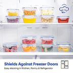 Chef's Path 32 Piece Airtight Food Storage Containers with Royal Blue Easy Snap Lids, 16 Containers and Lids, Stackable Kitchen and Pantry Canisters for Meal Prep and Food Storage -Transparent - color: Pack of 16 - Blue