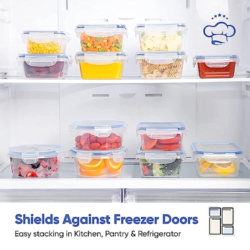 Chef's Path 32 Piece Airtight Food Storage Containers with Royal Blue Easy Snap Lids, 16 Containers and Lids, Stackable Kitchen and Pantry Canisters for Meal Prep and Food Storage -Transparent - color: Pack of 16 - Blue