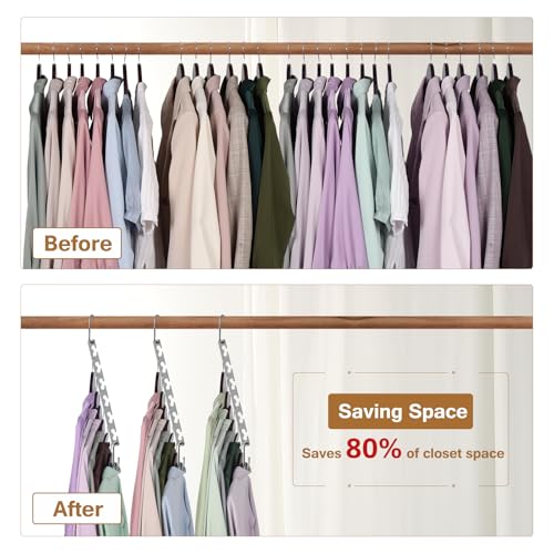 Space Saving Hangers for Clothes 6 Pack, Sturdy Metal Hangers Wardrobe Organizer, Magic Cascading Hanger, Closet Space Saver Closet Organizers and Storage