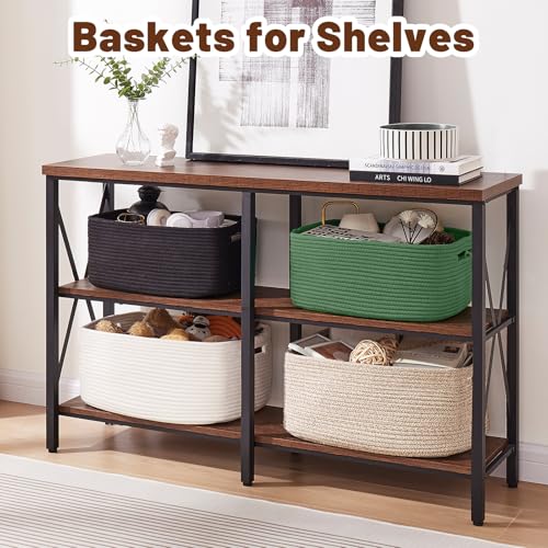 OIAHOMY Storage Basket for Shelves, Closet Cube Storage Bins Baskets for Clothes Blanket Towels, Baby Nursery, Toy Baskets Box, Woven Rope Basket, 15.75 * 11.81 * 7.09 IN, 2 Packs Brown - color: Brown, size: 15.75*11.81*7.09