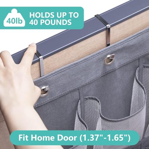 MISSLO 28 Large Pockets Hanging Shoe Rack Door Shoe Organizer Hanging Shoe Storage Hanger for Closet Mesh Holder, Grey - color: Grey, size: 22.6x65