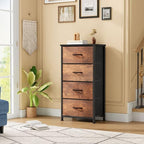 DWVO Dresser with 4 Drawers - Fabric Storage Tower, Organizer Unit for Living Room, Hallway, Closets - color: Rustic Brown, style: 4-Drawer