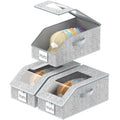 3 Pack Stackable Hat Organizer for Baseball Caps, Hat Storage with Clear Window Lid, Holds up to 45 Ball Cap Storage Organizer, Foldable Hat Box Holder with Cardboard, for Closet Bedroom Shelf(Grey)