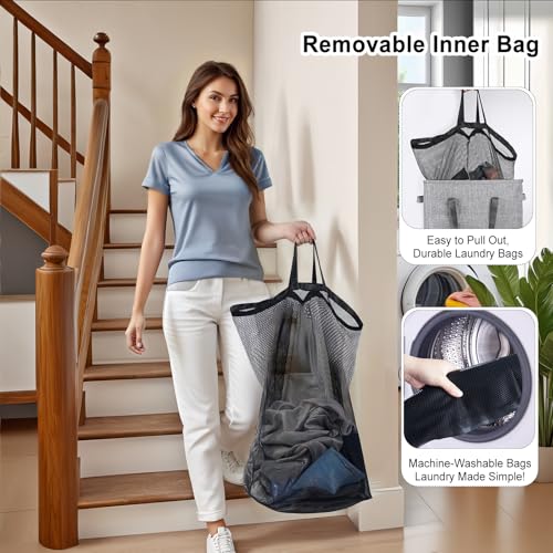 Odonata 75L Slim Laundry Hamper with Lid,Large Foldable Laundry Basket with Removable Bag and Handles Tall Collapsible Dirty Clothes Basket Great for Bedroom, Bathroom, Dorm, College,RV. (Grey, 75L) - color: Grey