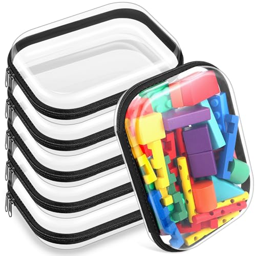 Sanwuta 6 Pcs Clear Hard Zipper Case Plastic Zipper Pouches Transparent Makeup Bag Pencil Case Pouches Toiletry Diaper Bag for Travel Toy Storage Organizer Bins(Black,7.87 x 5.9 x 2 Inch) - color: Black, size: 7.87 x 5.9 x 2 Inch