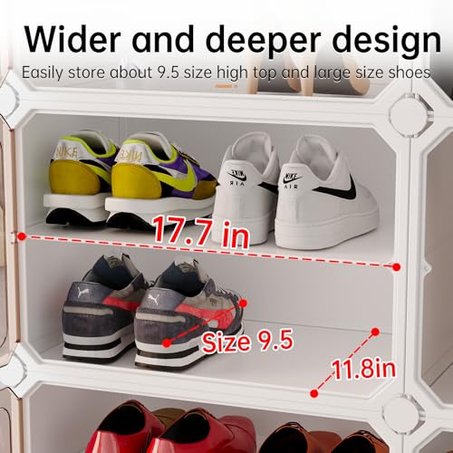 MAGINELS 6-Tier Shoe Rack,Expandable Plastic Shoe Cabinet. Shoe Storage with Door,Entryway, Closets, Hallway, and Bedroom.Accommodates Up to 24 Pairs of Shoes.Grey (6 Tier 24 Pairs（White）) - size: 6 Tier (24 Pairs)