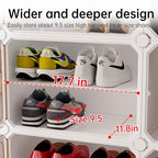 MAGINELS 6-Tier Shoe Rack,Expandable Plastic Shoe Cabinet. Shoe Storage with Door,Entryway, Closets, Hallway, and Bedroom.Accommodates Up to 24 Pairs of Shoes.Grey (6 Tier 24 Pairs（White）) - size: 6 Tier (24 Pairs)