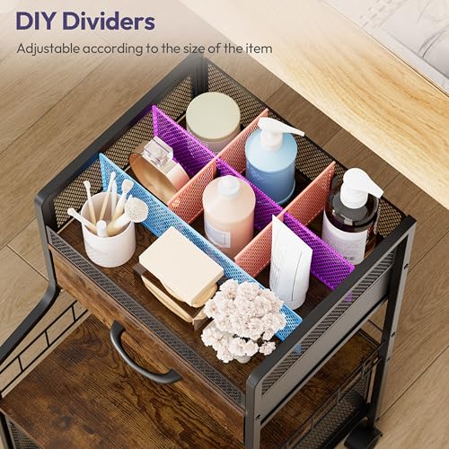 SWTYMIKI Rolling Under Desk Storage - Storage Cart with Drawers & DIY Divider - Art Cart Organizer on Wheels - Craft Rolling Utility Cart for Office, Craft Room & Studio Espresso - color: Espresso