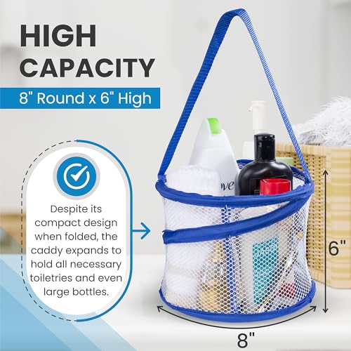Handy Laundry Foldable Shower Caddy - Collapsible, Portable, Drainage Hole, Carry Handle, Large Compartments. Great Organizer for Camp, Travel, Gym, and Dorm (Blue) - color: Blue, size: Small
