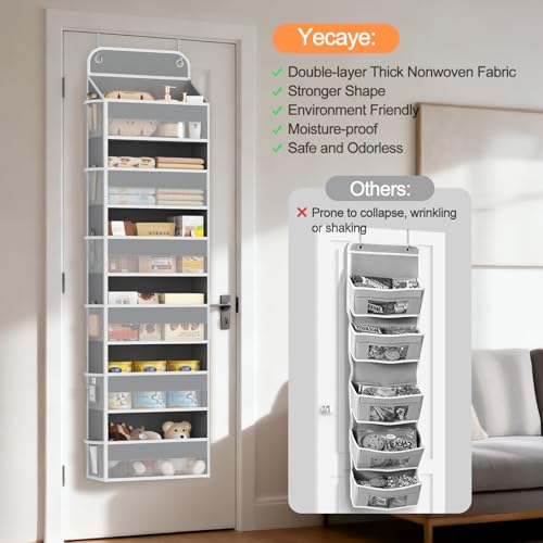 Yecaye 2 Pack Over The Door Organizer, 6-Tier Closet Door Hanging Organizer with 12 Mesh Pockets, Bathroom Organizers and Storage, Ultra Sturdy Large Capacity Over Door Storage Newborn Baby Essentials - color: Grey, size: 2 Pack 6-Tier