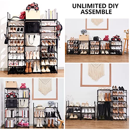Mavivegue 9-Tier Metal Shoe Rack - Holds 50-55 Pairs, Tall Storage Shelf for Shoes, Boots, Entryway, Closet, Garage - color: Black, size: 3 Row 9 Tier