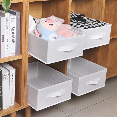 BOMKEE Clothings Collapsible Storage Bins, Foldable Organizers and Storage Baskets Cube Storage Bin for Bedroom Living Room (4 Pack) (White, 15.4x11.4x5.5inch) - color: White, size: 15.4x11.4x5.5inch