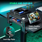 ARES WING Desk Shelf Extender, 15 inches 3 in 1 Clamp on Desk Shelf with Phone & Headset Holders, Heavy Duty Desktop Organizer for Gaming and Office Accessories, Black - size: 15“, style: with hooks