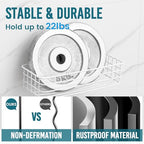 TAILI Shower Caddy Suction Cup 2 Pack with Hooks & Soap Holder, Heavy Duty Shower Organizer for Bathroom, No Drilling Bathroom Organizer with Large Capacity, Metal Storage Holder-White - style: 2 × White