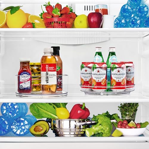 Sorbus 9 Inch Clear Lazy Susan Organizer Set, 2 Flat Turntable Organizer for Spice Organization for Cabinet, 1 Tall Lazy Susan for Kitchen, Home, Office, Closet, Classroom, Laundry Room Organization - size: Tall + 2 Flat