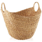 Casafield Large Laundry Boat Basket with Handles - Natural, Woven Water Hyacinth Multipurpose Storage Organizer for Throw Blankets, Bathroom, Bedroom, Living Room