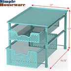 Simple Houseware Stackable 2 Tier Sliding Basket Organizer Drawer, Turquoise - color: Turquoise, size: 2-Tier