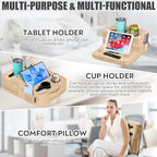 TabCouchCaddy - Couch Cup Holder Tray Pillow - Bed, Couch Caddy, Sofa, RV & Car - Holds Drinks, Snacks, Remotes, Phones, Kindle, Tablet | Bed Cup Holder (Beige) - color: Beige