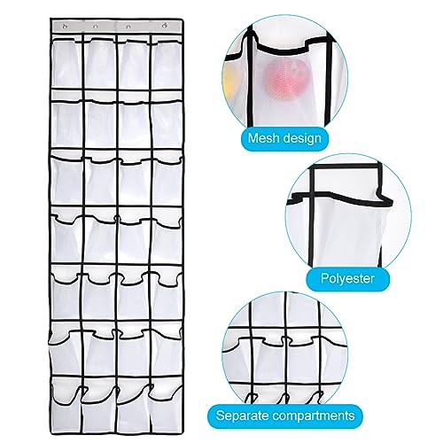 Pocket Shoe Organizer,28 Pocket Door Shoe Organizer Hanging Shoe Organizer Shoe Rack for Closet Pantry Shoe Holder for Men Sneakers, Women High Heeled Shoes, flip flops(White,size:68.5x20.88inch)