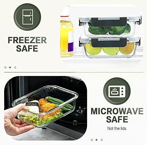 KOMUEE 30 Pieces Glass Food Storage Containers Set, Glass Meal Prep Containers Set with Snap Locking Lids, Airtight lunch Containers for Microwave, Oven, Freezer & Dishwasher,Gray - color: Gray