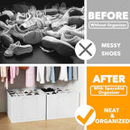 SpaceAid Shoe Organizer for Closet, 2 Pack Foldable Shoe Storage Containers Baskets Boxes Bins w/Adjustable Dividers, Fits 16-32 Pairs, White - color: White