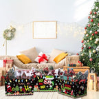 Geelin 3 Pcs Green Christmas Baskets Storage Black Green Merry Christmas Basket for Gifts Collapsible Waterproof Canvas Xmas Storage Bin Organizer with Handles for Book Closet Shelf Nursery Decor - style: Green Christmas