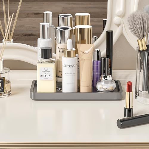 Weenson Small Bathroom Vanity Tray for Countertop Makeup Perfume Jewelry Decor Candle Keys, Bamboo Kitchen Tray for Soap Dispenser Spice, Small Catchall Tray Toilet Tank 7.9"L x 4"W x 0.79"H Silver - color: Silver, size: 7.9" x 4" x 0.8"