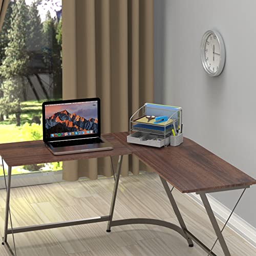 Simple Houseware 3-Tier Desk Organizer with Sliding Drawer, Hanging File Holder and Pen Holder Accessory, Silver - color: Silver, size: 1 Pack
