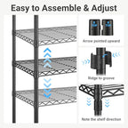 VIPEK V4 Heavy Duty Clothing Rack for Hanging Clothes 810lbs Load Capacity, Double Rod Garment Rack with Adjustable Shelves & Side Hooks, Metal Wardrobe Closet System Easy to Assemble, (Black) - color: Black, style: V4