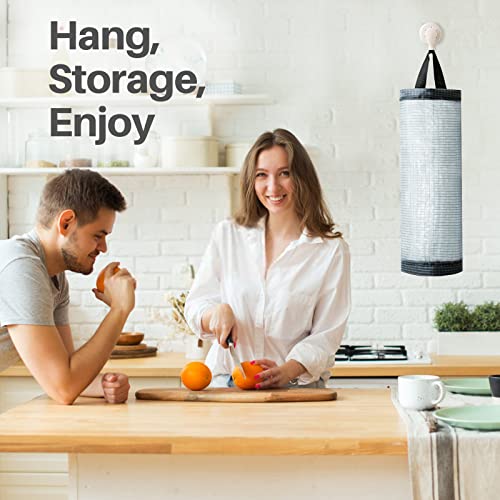 TOGETRUE Plastic Bag Holder, Mesh Grocery Bag Holder Hanging Storage Bag Dispenser (Dark Grey 2 Packs) - color: Dark Grey 2 Packs