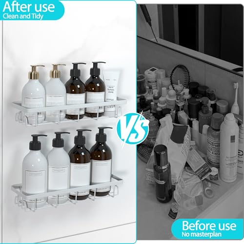 Shower Caddy Organizer with Hooks,Self Adhesive Bathroom Shelves,Shower Shelves,No Drilling Bathroom Organizers and Storage,Perfect for RV, Apartment, Home Decor,3 Pack White - color: White, size: 3 Pack