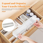 Expandable Drawer Organizer for Deep Kitchen Drawers, Adjustable Sliding Tray for Kitchen Utensils, Cooking Tools and Small Accessories