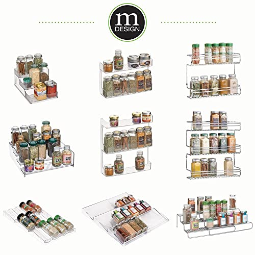 mDesign Expandable Plastic Deluxe Spice Rack, Drawer Organizer for Kitchen Cabinet Drawers, 3 Tier Slanted for Spice Jars, Food Seasoning Bottle Storage, Ligne Collection - Clear - color: Clear