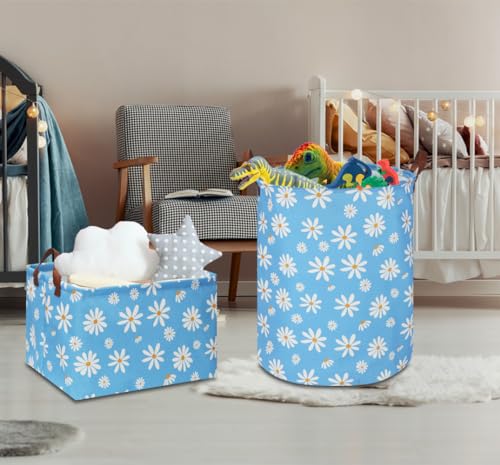 NTAOHAMPER Rectangular Daisy Storage Basket,Collapsible Gift Basket with Handles,Books Box, Room Decor(Daisy) - color: Daisy