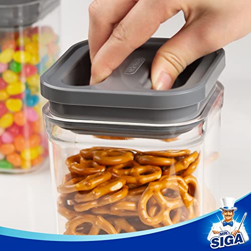 MR.SIGA 4 Pack Airtight Food Storage Container Set, BPA Free Kitchen Pantry Organization Canisters with One-handed Leak Proof Lids, 1L / 33.8oz, Medium, Gray - color: Gray