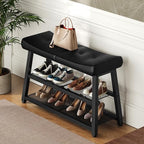 YATINEY Shoe Bench, 3-Tier Shoe Rack, Entryway Bench with Storage and Cushion, for Hallway, Foyer, Bedroom, Black HX02BB - color: Black